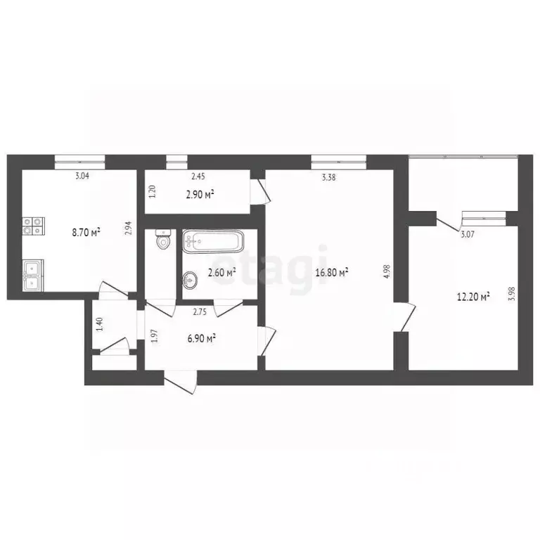 2-к кв. Крым, Бахчисарай ул. Советская, 12 (51.6 м) - Фото 1