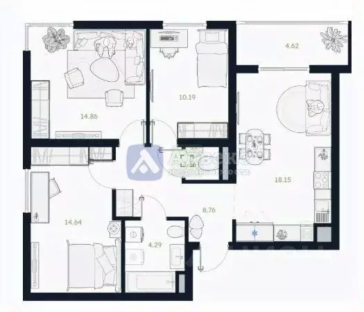 3-к кв. Тюменская область, Тюменский муниципальный округ, Винзили рп  ... - Фото 2