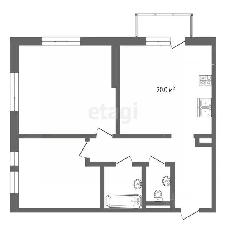 2-к кв. Тюменская область, Тюмень Полевая ул., 117к2 (60.4 м) - Фото 2