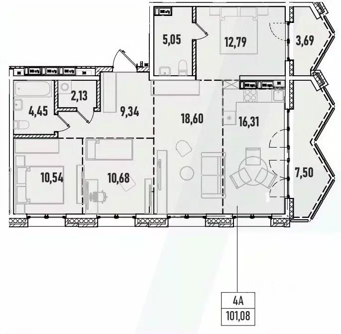 4-к кв. Иркутская область, Иркутск Донская ул., 5А (101.08 м) - Фото 0