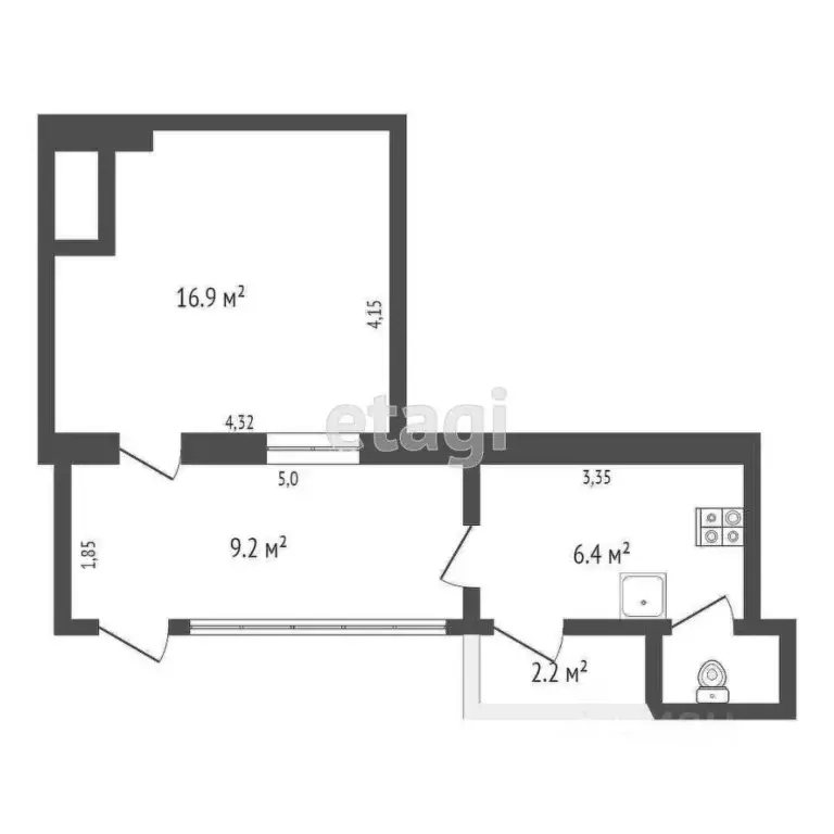 2-к кв. Крым, Ялта муниципальный округ, Отрадное пгт ул. Мориса ... - Фото 2