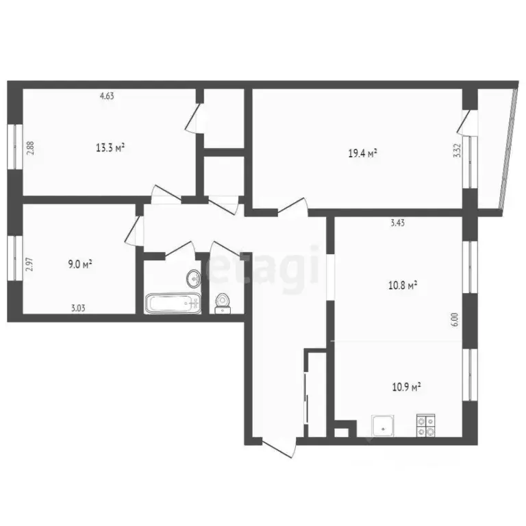 3-к кв. Ханты-Мансийский АО, Сургут ул. Бахилова, 8 (86.0 м) - Фото 1