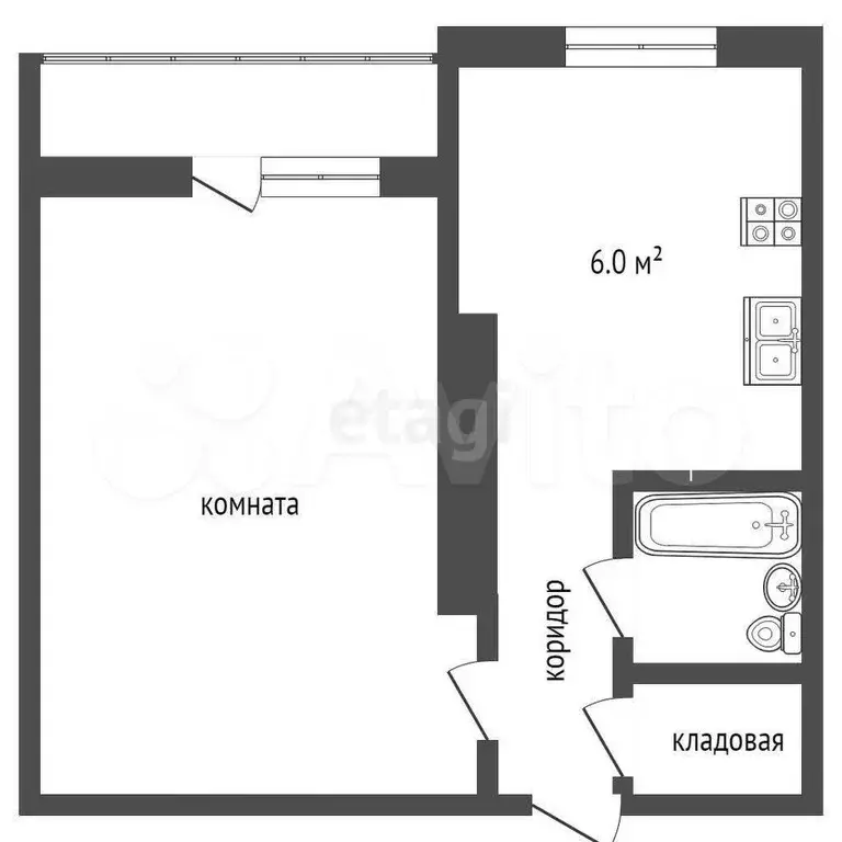 1-к. квартира, 38,2 м, 4/9 эт. - Фото 1