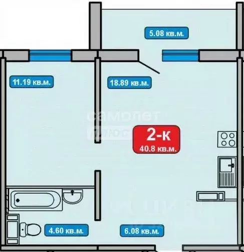 2-к кв. Челябинская область, Миасс ул. Богдана Хмельницкого, 56 (41.0 ... - Фото 0