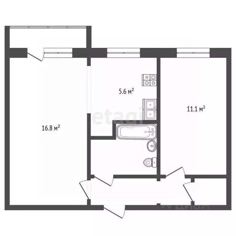 2-к кв. Омская область, Омск Береговой мкр, Комсомольский просп., 6А ... - Фото 2