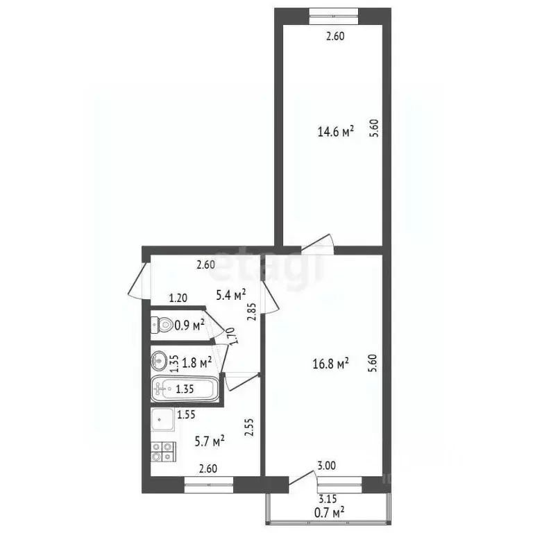 2-к кв. Татарстан, Лениногорск просп. Шашина, 25 (45.2 м) - Фото 1