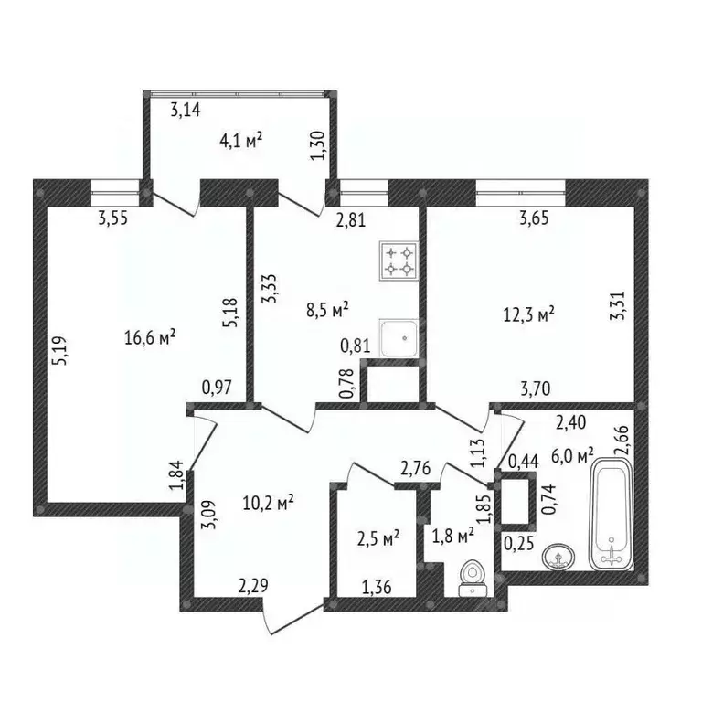 2-к кв. Башкортостан, Уфа Бакалинская ул., 25 (58.0 м) - Фото 2