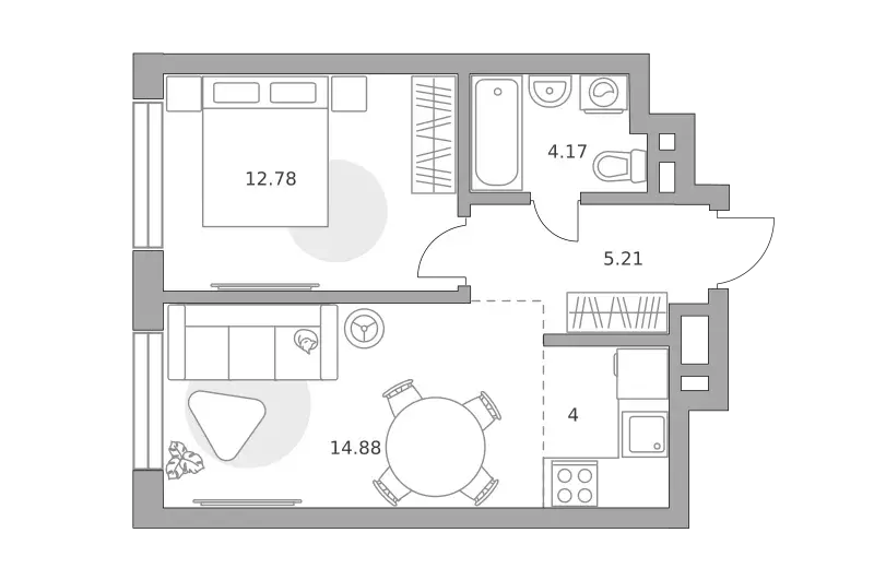 2-к квартира, 41.04 м - Фото 0