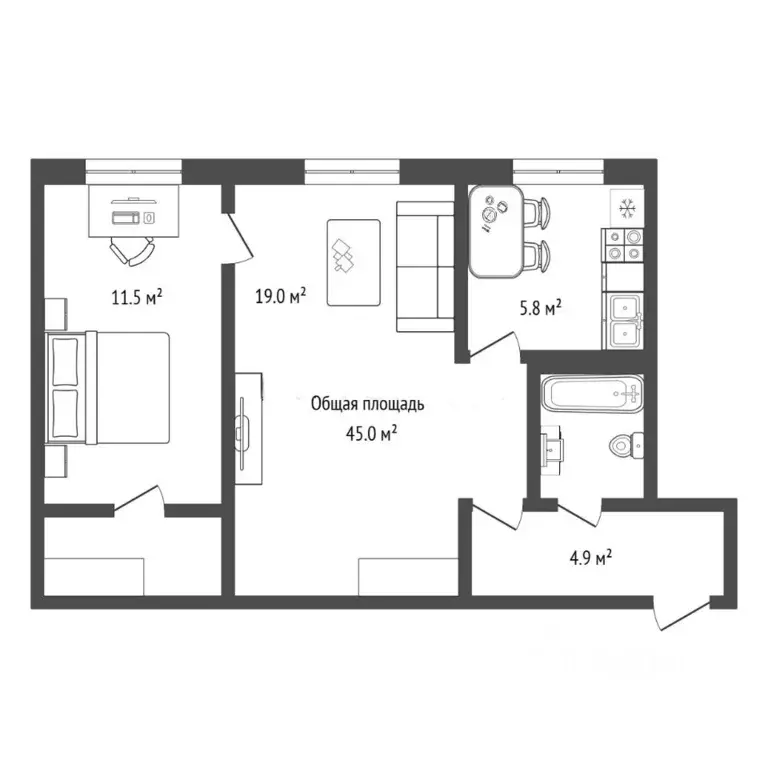 2-к кв. Новосибирская область, Новосибирск ул. Кропоткина, 117 (45.0 ... - Фото 2