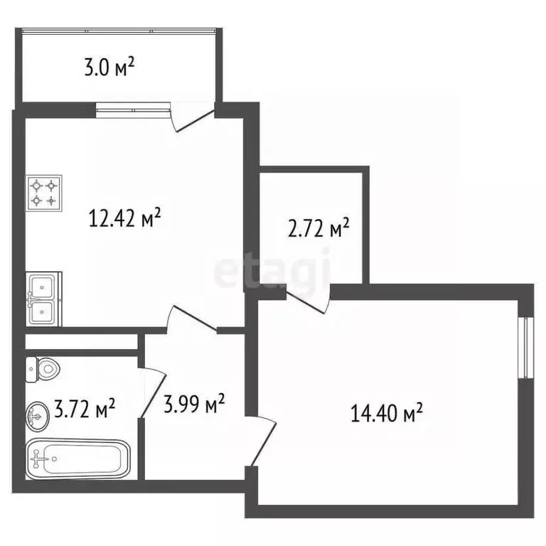 1-к кв. Ленинградская область, Мурино Всеволожский район, ул. ... - Фото 2