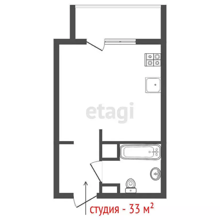Квартира-студия: Екатеринбург, Кировградская улица, 12 (33 м) - Фото 1