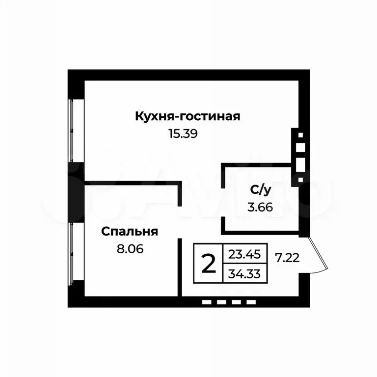 1-к. квартира, 34 м, 9/11 эт. - Фото 0