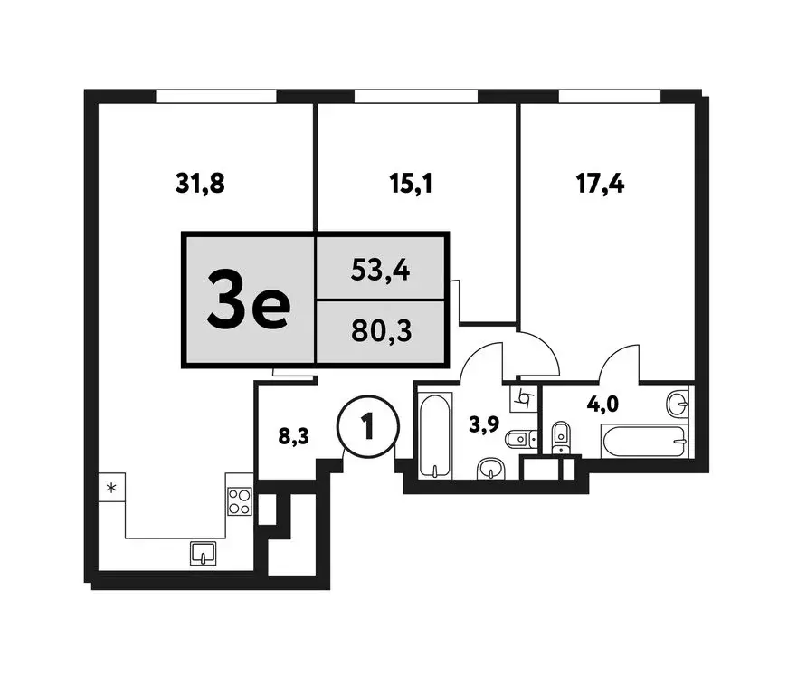 3-комнатная квартира: Москва, Фестивальная улица, 15к5 (80.3 м) - Фото 0