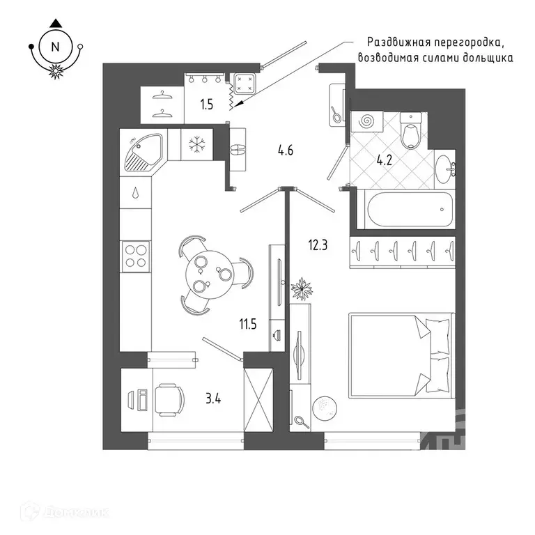 Продаётся 1-к квартира, 36 м - Фото 1