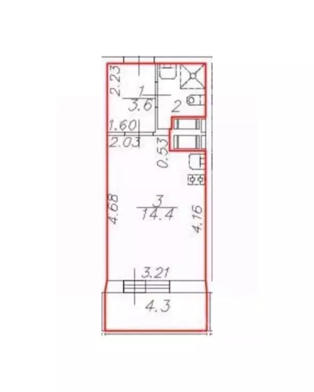 Студия Санкт-Петербург ул. Плесецкая, 10 (20.9 м) - Фото 2