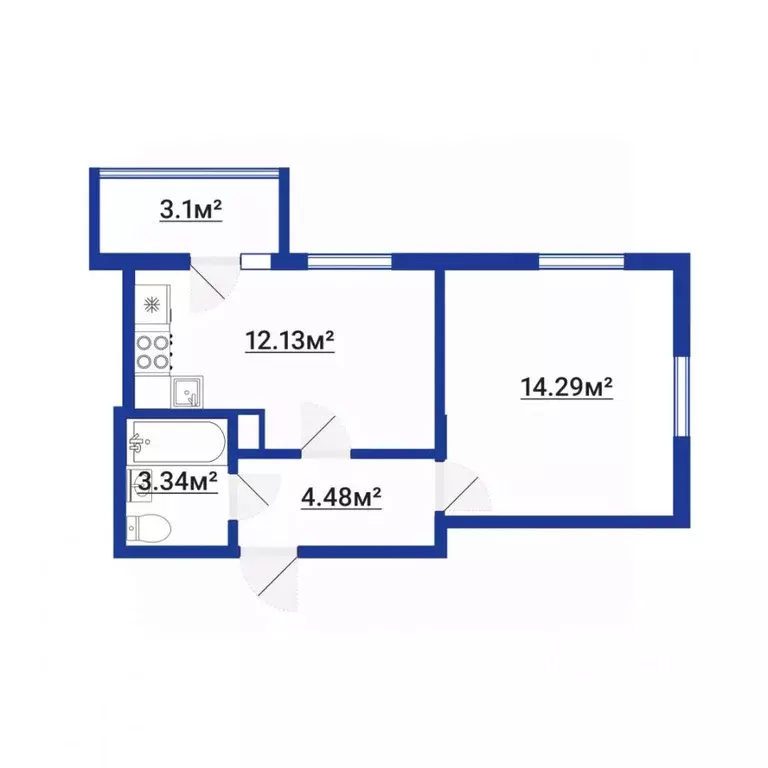 1-к кв. Санкт-Петербург ул. Седова, 93К5 (38.0 м) - Фото 2