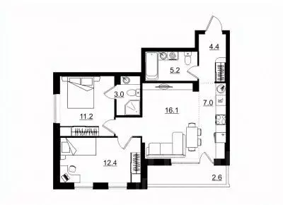 3-к кв. Кировская область, Киров Крылья жилой комплекс (61.9 м) - Фото 1