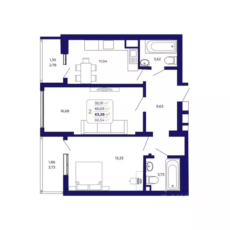 2-к кв. Башкортостан, Уфа Затон-Восточный жилрайон, Паруса жилой ... - Фото 1