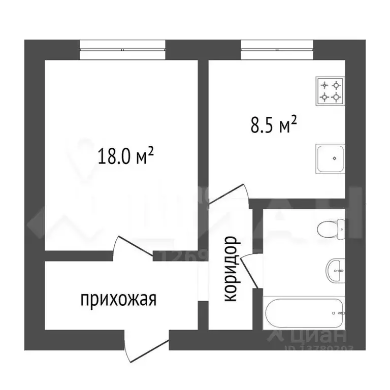1-к кв. Москва Каширское ш., 53К3 (38.0 м) - Фото 1
