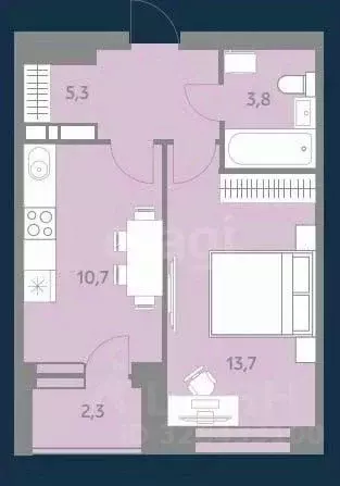 1-к кв. Пермский край, Пермь ул. Космонавта Леонова, 45 (34.4 м) - Фото 1
