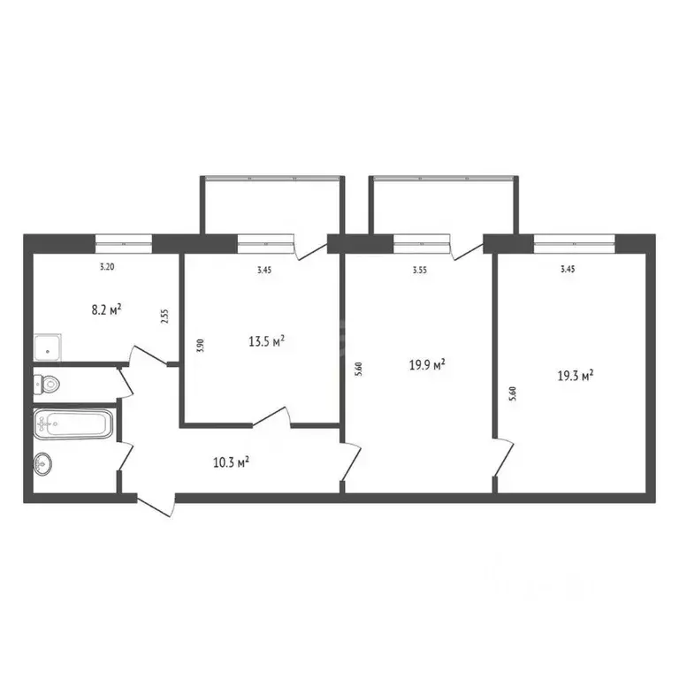 3-к кв. Красноярский край, Красноярск ул. Красной Армии, 9/11 (80.0 м) - Фото 1