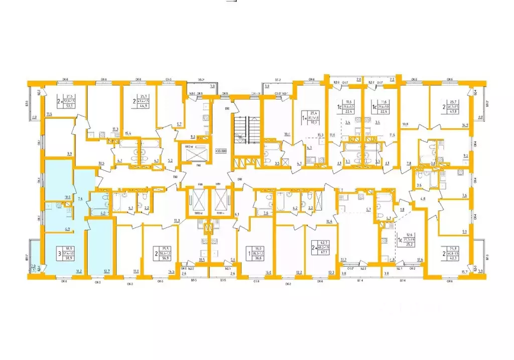 3-к кв. Башкортостан, Уфа Инорс-4Б мкр, Акварель жилой комплекс (58.7 ... - Фото 2