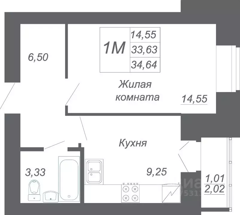 1-к кв. Татарстан, Зеленодольский район, Осиновское с/пос, с. Осиново ... - Фото 1