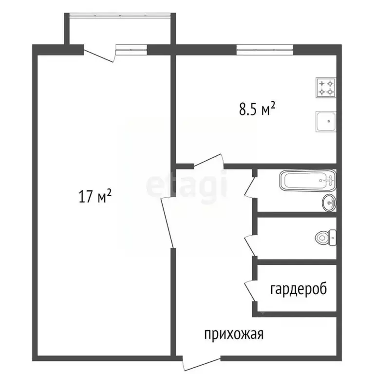 1-к кв. Красноярский край, Красноярск ул. Чернышевского, 104 (40.2 м) - Фото 2