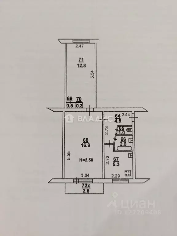 2-к кв. Ростовская область, Ростов-на-Дону Каширская ул., 22 (43.3 м) - Фото 2