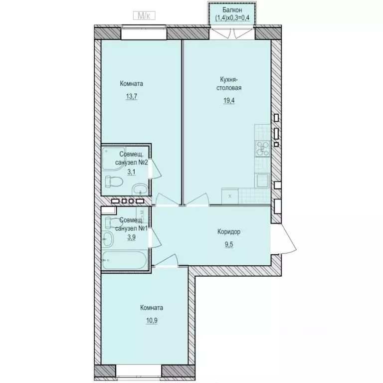 2-к кв. Удмуртия, Завьяловский район, с. Первомайский Санвилл жилой ... - Фото 1