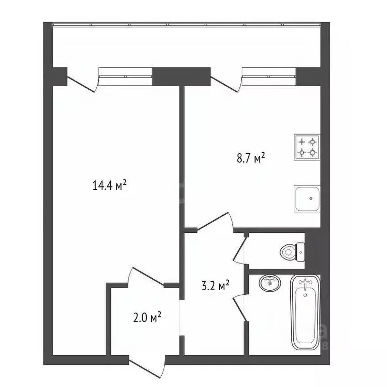 1-к кв. Красноярский край, Красноярск Даурская ул., 10 (32.1 м) - Фото 1