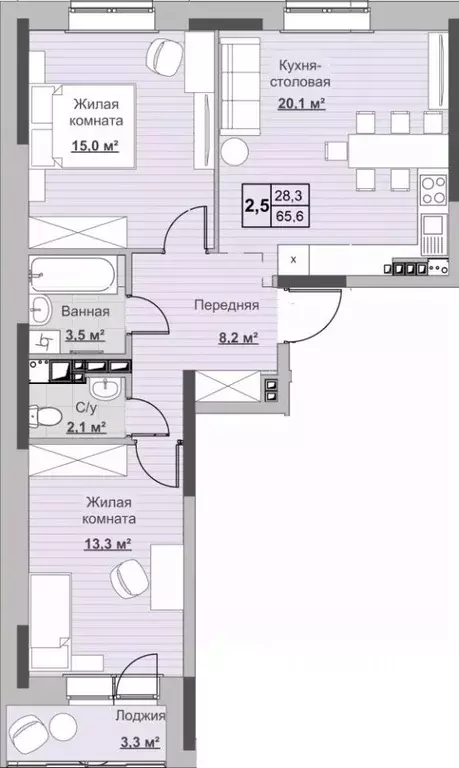 2-к кв. Удмуртия, Ижевск ул. Ухтомского (66.3 м) - Фото 0