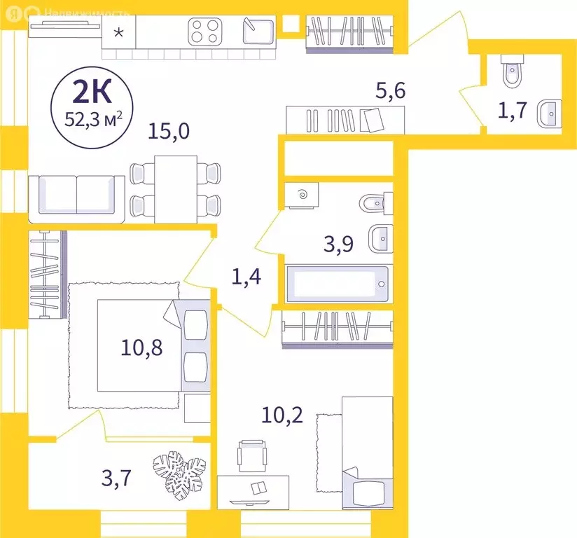 2-комнатная квартира: Екатеринбург, улица 22-го Партсъезда, 5 (50.43 ... - Фото 0