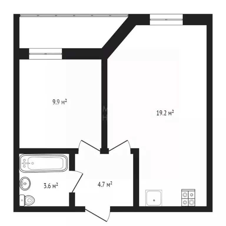 1-к кв. Тюменская область, Тюмень ул. Революции, 228к3 (41.0 м) - Фото 1