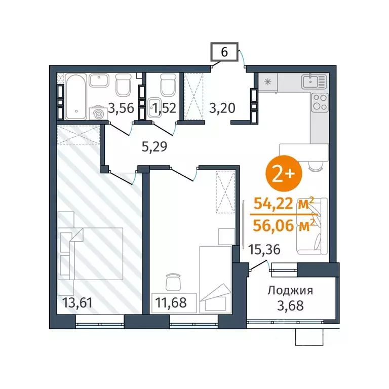 2-к кв. Тюменская область, Тюменский муниципальный округ, д. Дударева ... - Фото 1