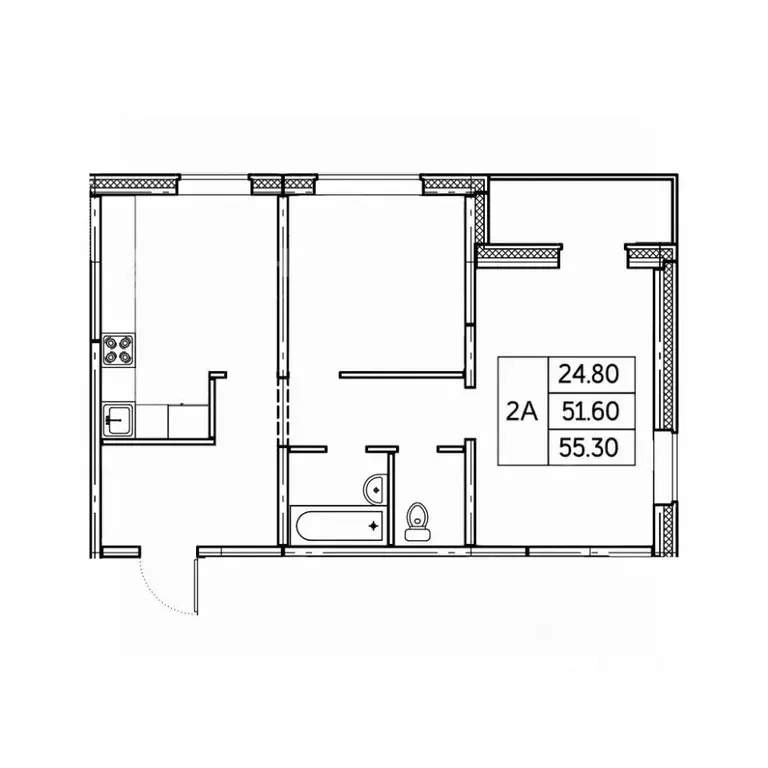 2-к кв. Чувашия, Чебоксары ул. Богдана Хмельницкого, 1 (55.3 м) - Фото 1