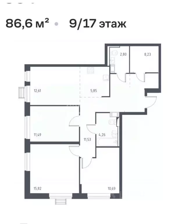 3-к кв. Московская область, Домодедово городской округ, с. Ям ул. ... - Фото 2