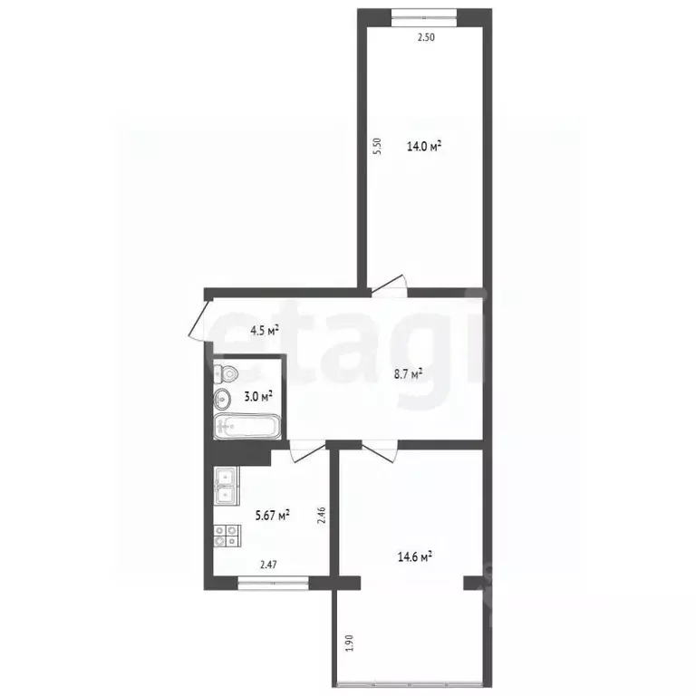 3-к кв. Крым, Ялта ул. Московская, 47 (50.4 м) - Фото 2