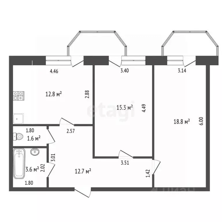 2-к кв. Самарская область, Самара Вилоновская ул., 84 (64.8 м) - Фото 2