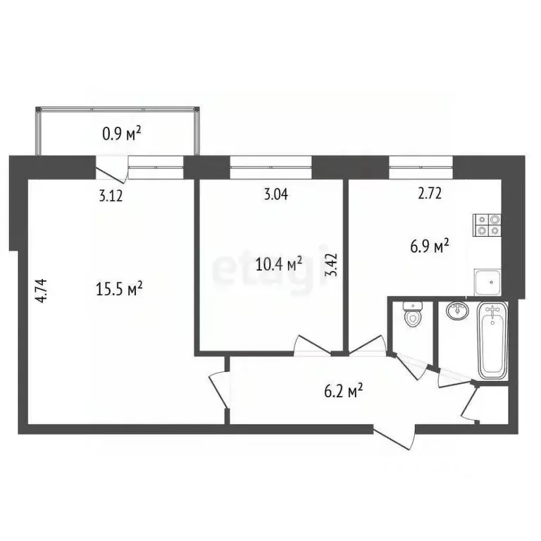 2-к кв. Московская область, Лыткарино 6-й мкр, 24 (42.3 м) - Фото 1