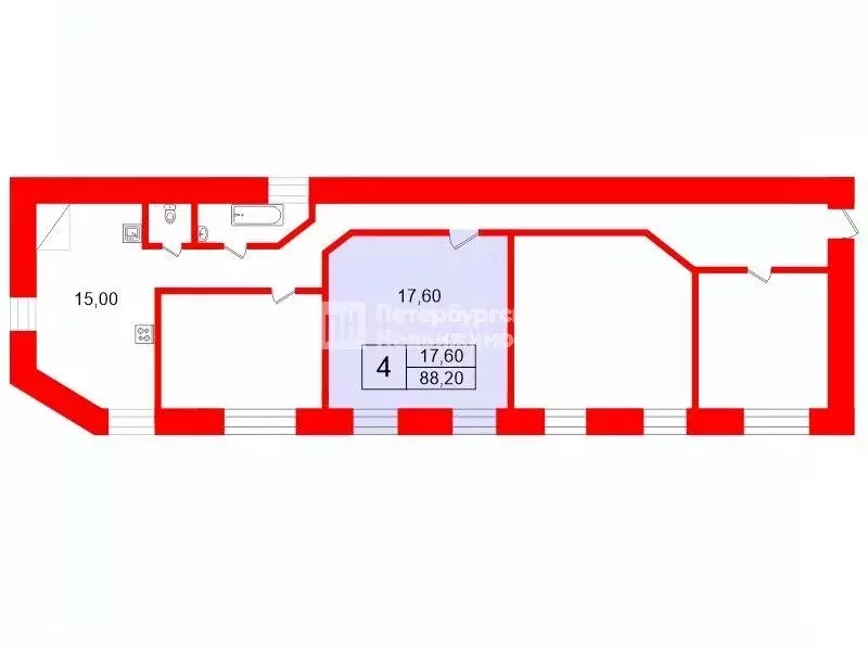 Комната Санкт-Петербург Рижский просп., 48Б (17.6 м) - Фото 2