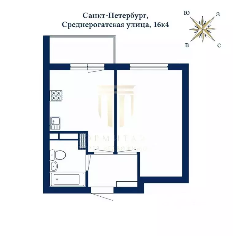 1-к кв. Санкт-Петербург ул. Среднерогатская, 16к4 (33.0 м) - Фото 2