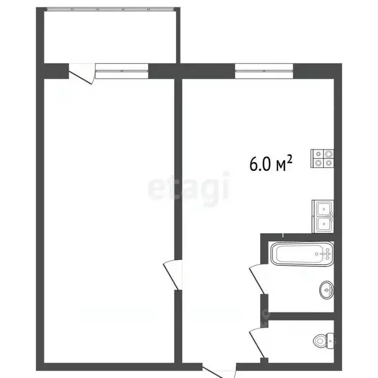 1-к кв. Самарская область, Самара пос. Управленческий, ул. Имени ... - Фото 2