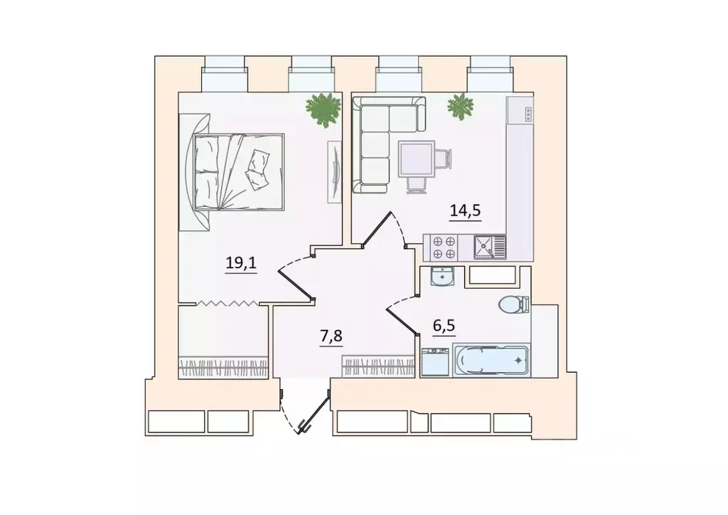 1-к кв. Санкт-Петербург просп. Малый Петроградской стороны, 79-81-83 ... - Фото 2