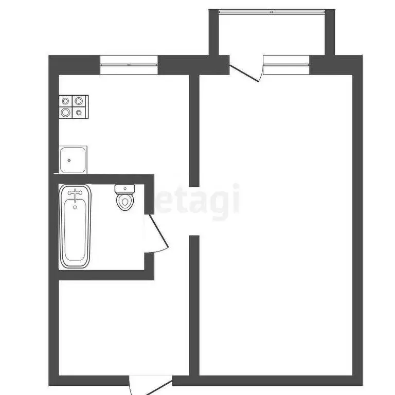 1-комнатная квартира: Юрга, Кузбасский проспект, 10А (34 м) - Фото 1