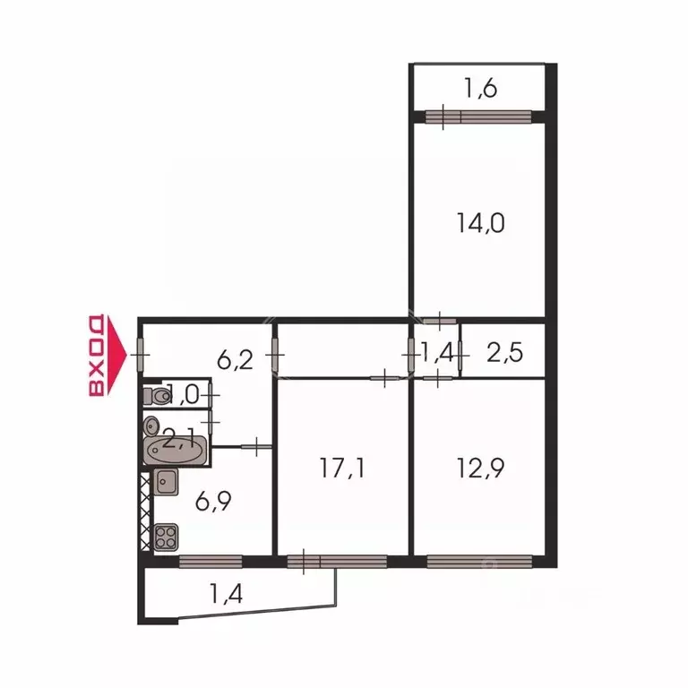 3-к кв. Калининградская область, Калининград Машиностроительная ул., ... - Фото 2