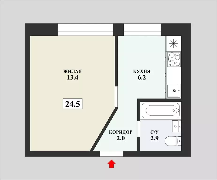 Продаётся 1-к квартира, 24.5 м - Фото 1