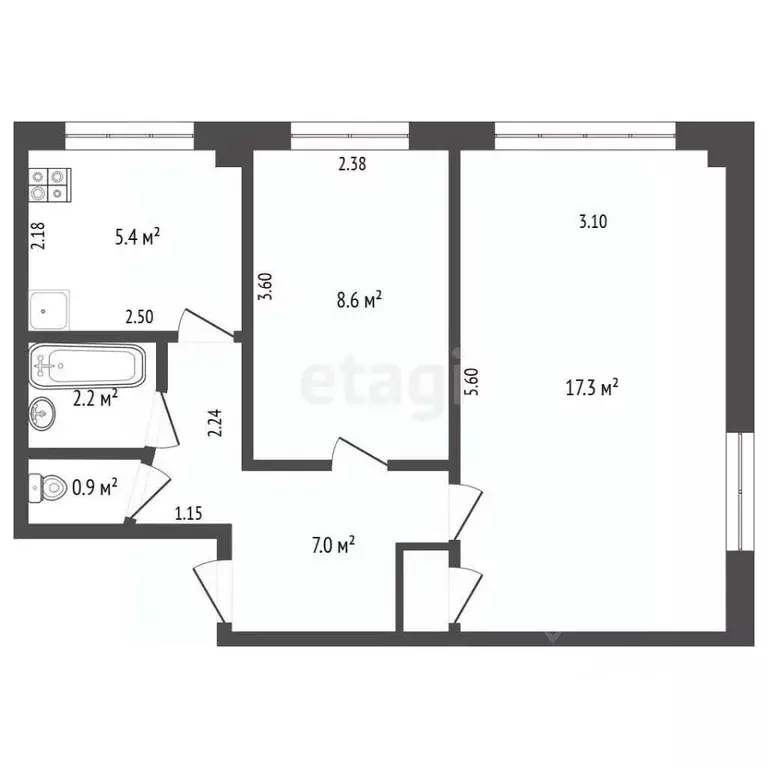 2-к кв. Забайкальский край, Чита Северный мкр, 5 (41.4 м) - Фото 1