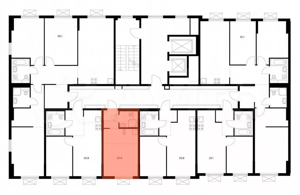 Квартира-студия, 20,8м, 11/11эт. - Фото 1