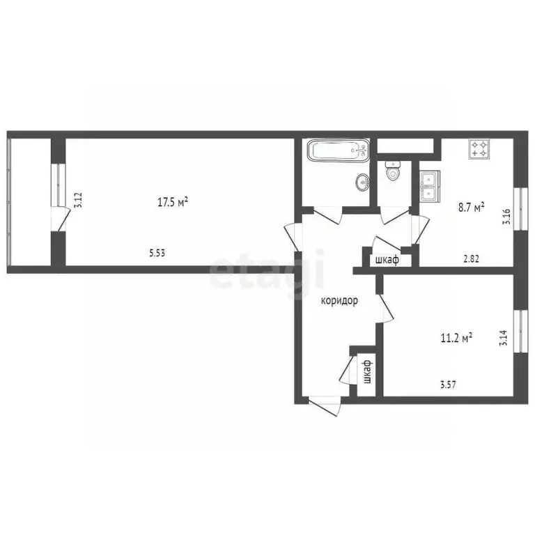 2-к кв. Ямало-Ненецкий АО, Ноябрьск ул. Изыскателей, 40Б (51.0 м) - Фото 2
